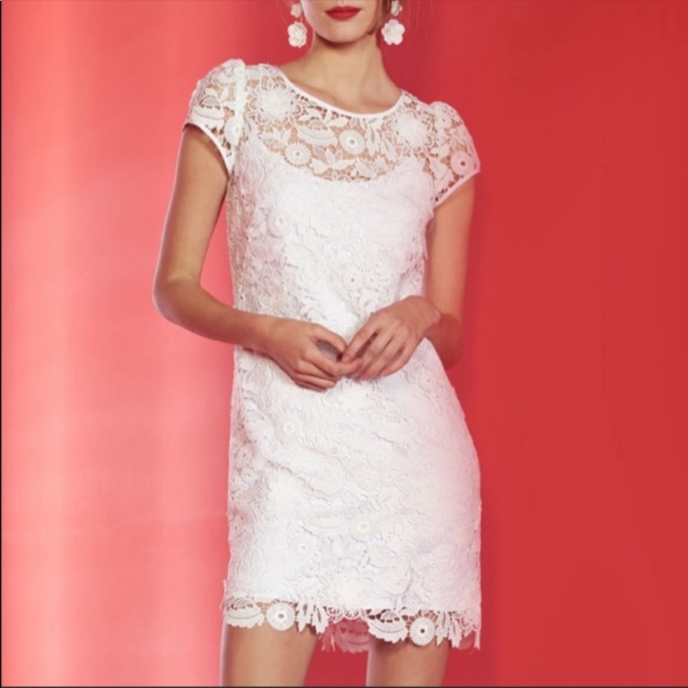 Milly Chloe 3D Lace Dress in White NWOT